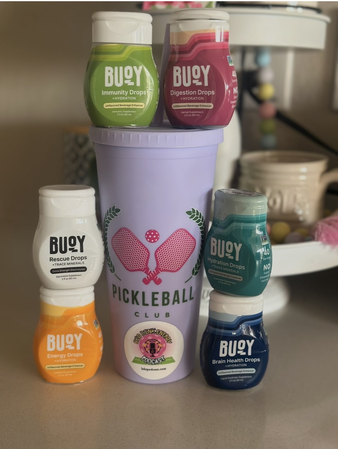 BUOY hydration drops with BDE Pickleball Club cup